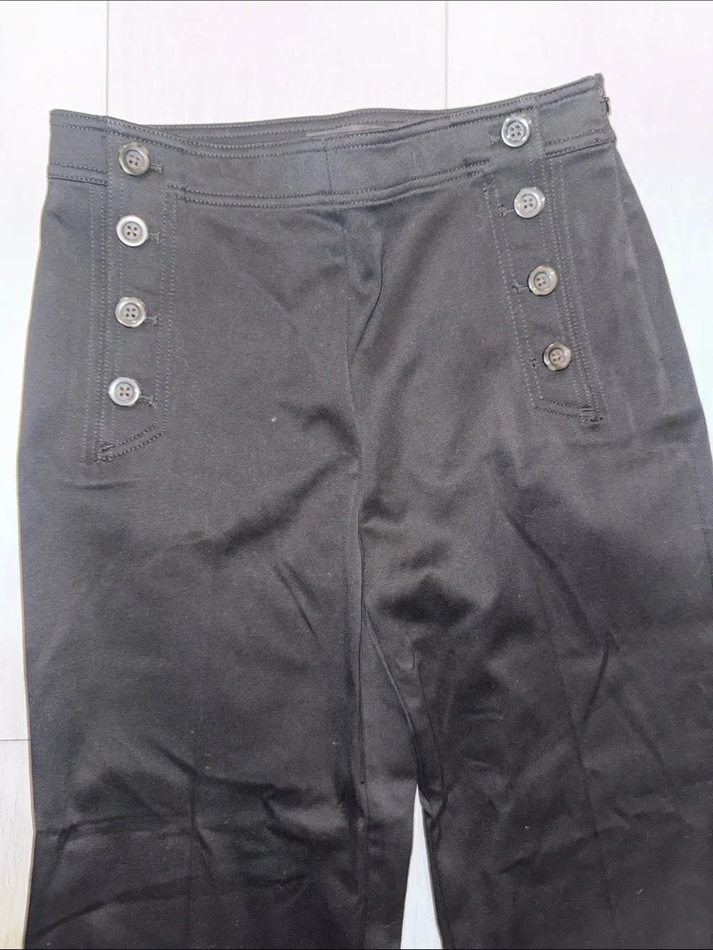 Ann Taylor Black Sailor-Inspired Wide Leg Pants